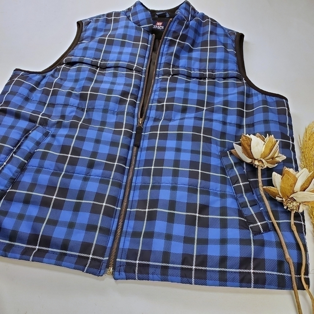 RALPH LAUREN Chaps Men's L Blue Plaid Puffer Vest - Picture 7 of 11